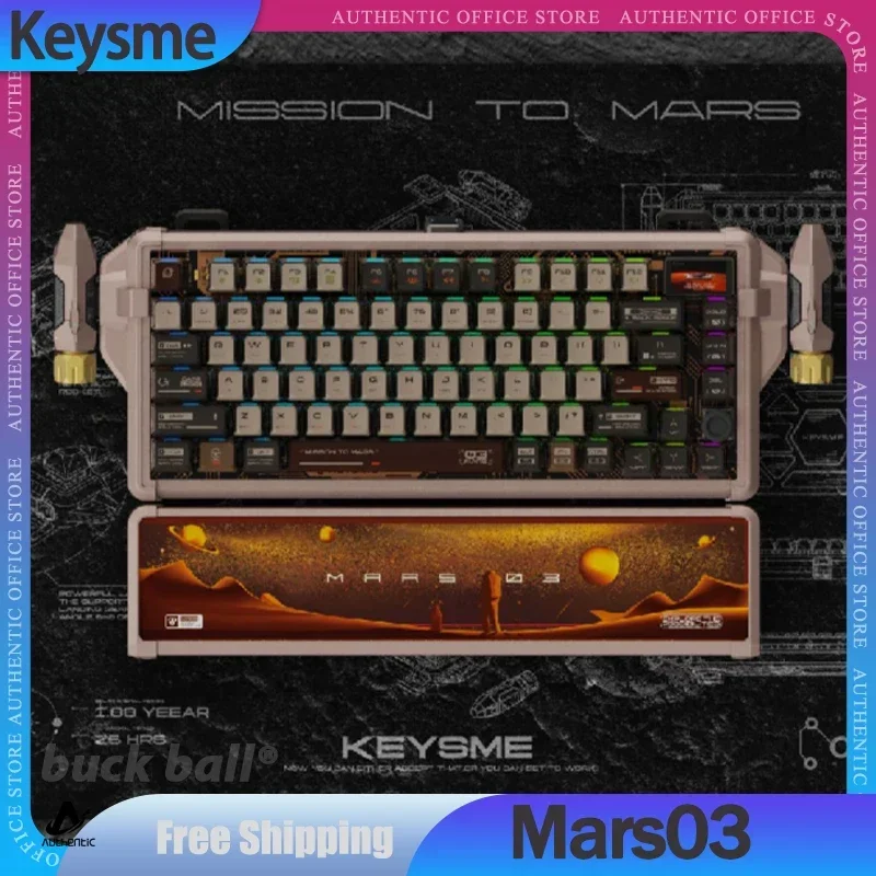 

Keysme Mars 03 Mechanical Keyboard Kit 3Mode 2.4G Bluetooth Wireless Keyboard Aluminum Alloy Gasket Rgb Custom Gaming Keyboards