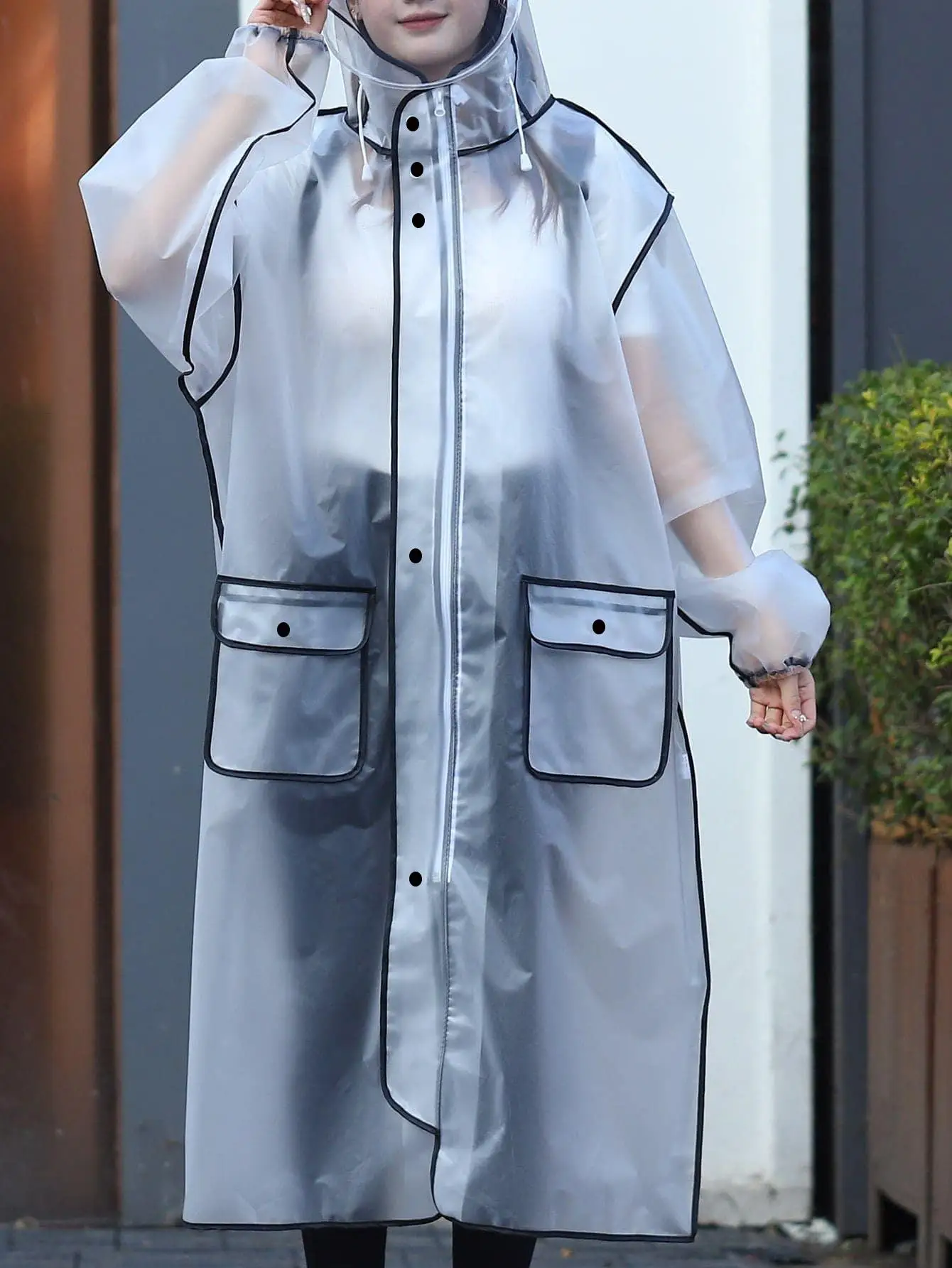 Women Full Body Long Raincoat Thickened Waterproof All In One Poncho Single Person Heavy Rain Cape For E-Bike Scooter Windproof