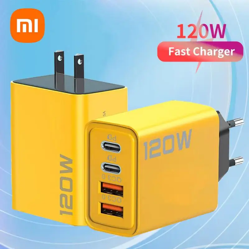 Xiaomi 120W Travel USB Charger Fast Charging Type C EU/US Plug 4 Ports Mobile Phone Adapter Quick Charger 3.0 for iPhone Samsung