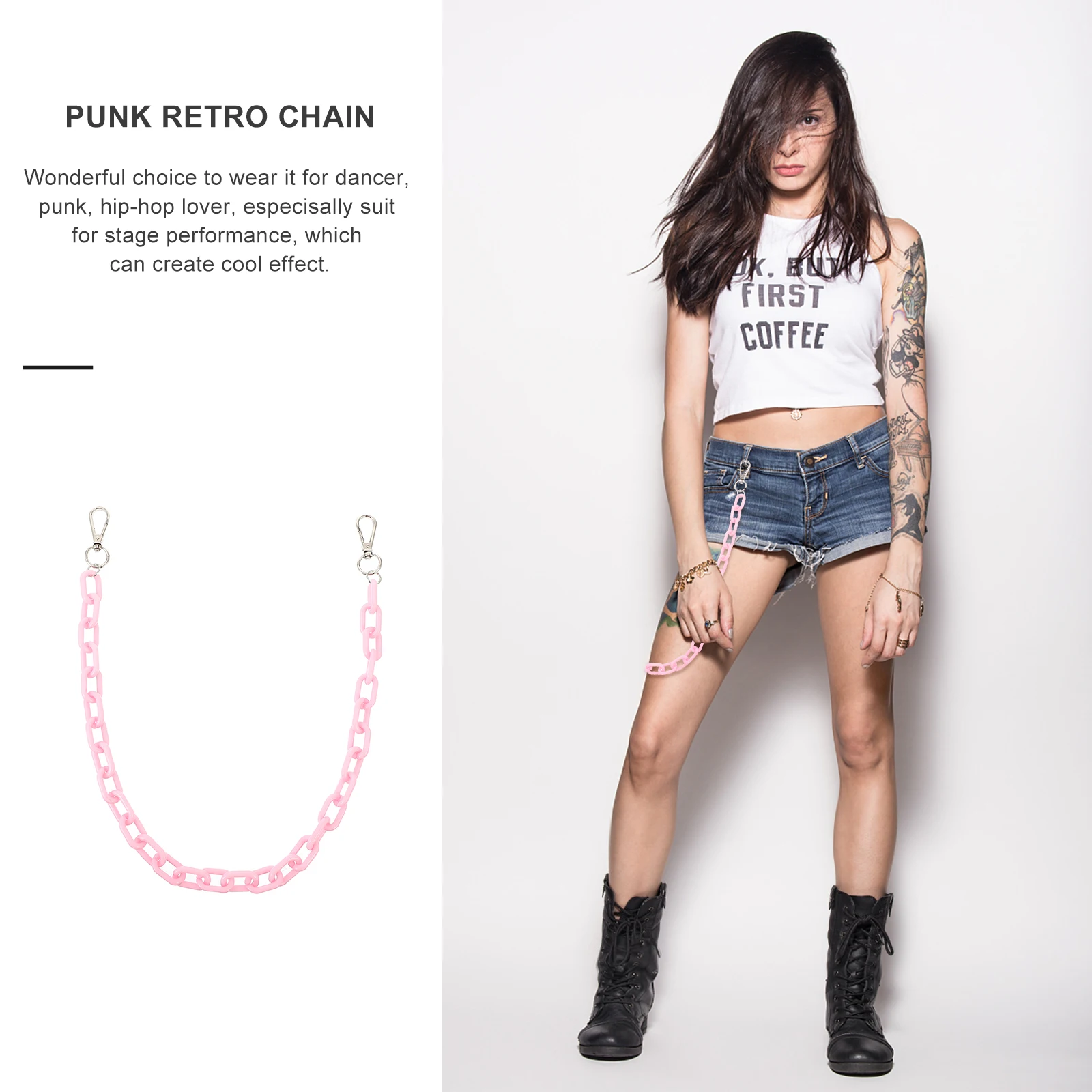 

Acrylic Chain The Belt for Women Gothic Chains Pants Metal Hip-hop Accessories Women's Vintage Jeans Waist