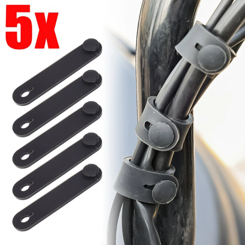 

5x Motorcycle Rubber Frame Securing Cable Wiring Harness Power Cord Tie Clutch Line Brake Cable Ties Elastic Stripe Accessories