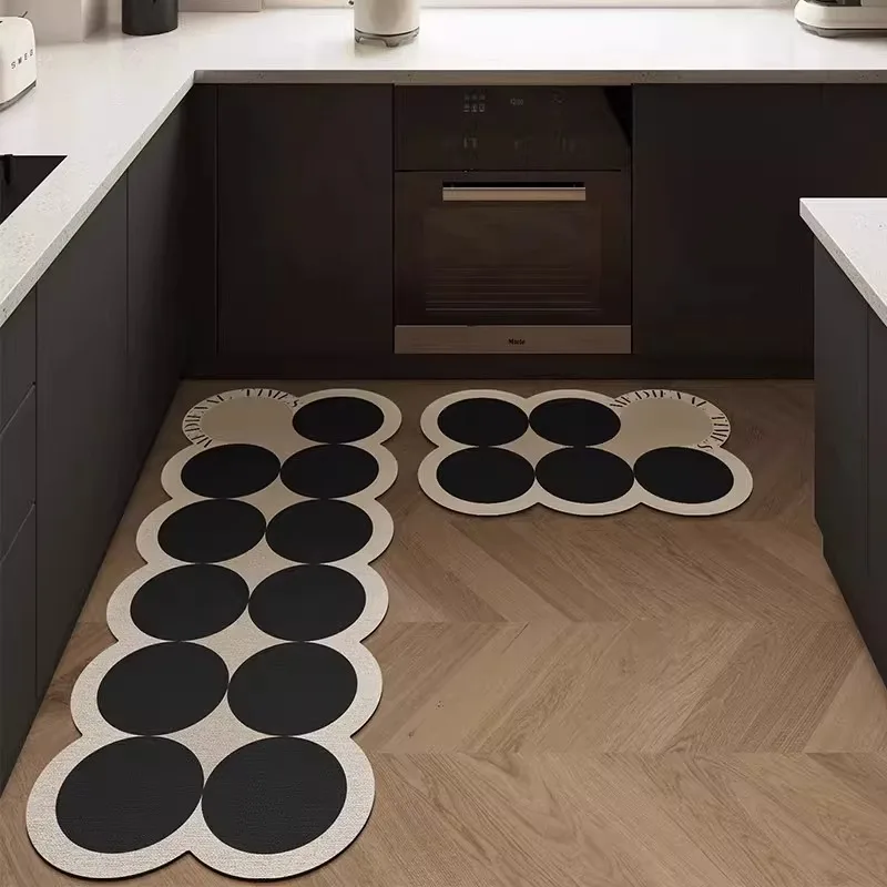 Kitchen Floor Mat Water-absorbing Non-slip Carpet Irregular French Retro Style Rug Diatom Mud Mat Home Decoration Rugs 주방 카펫
