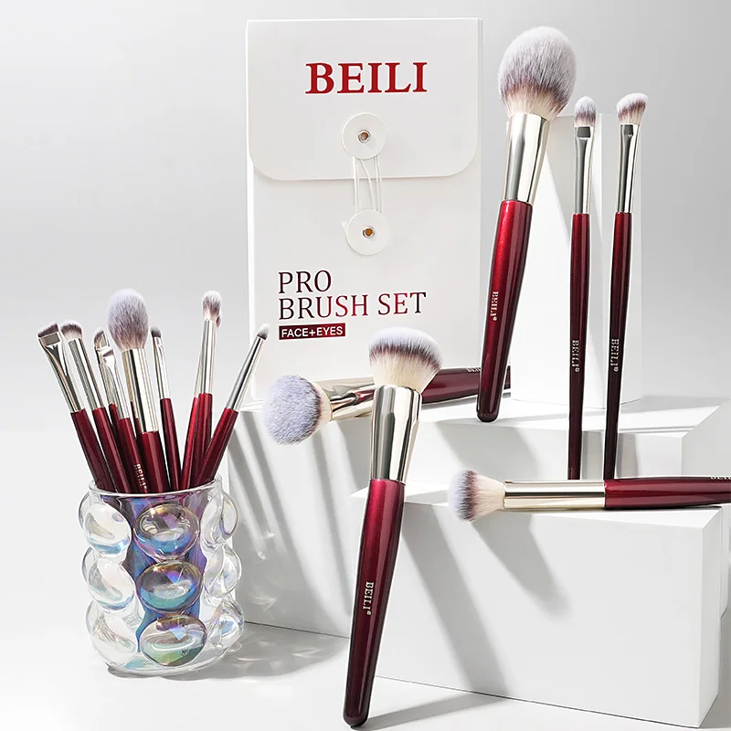 Conjunto de Pincéis de Maquiagem BEILI 15 Peças Profissionais para Sombra dos Olhos