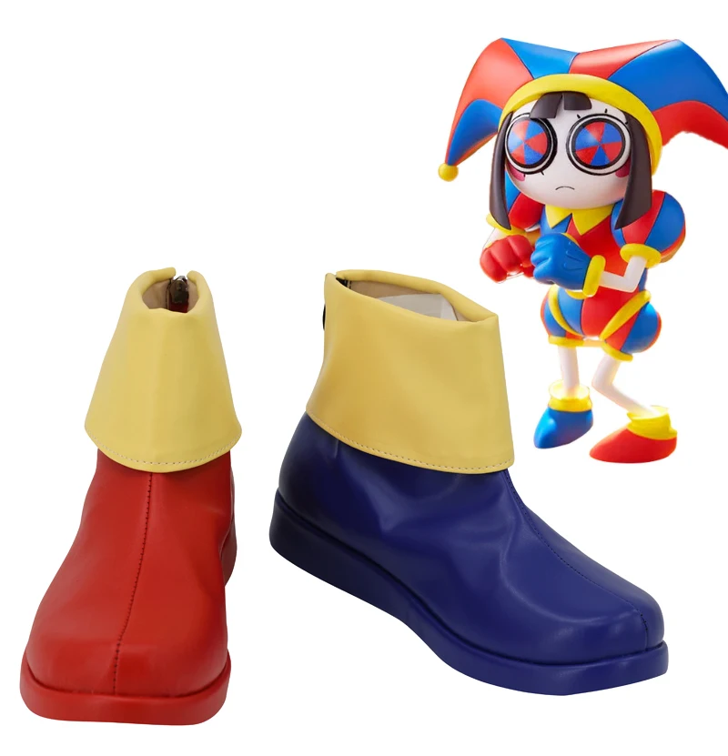 pomni-cosplay-chaussures-bottes-anime-l'incroyable-cirque-numerique-jeu-de-role-bottes-en-faux-cuir-pour-les-femmes