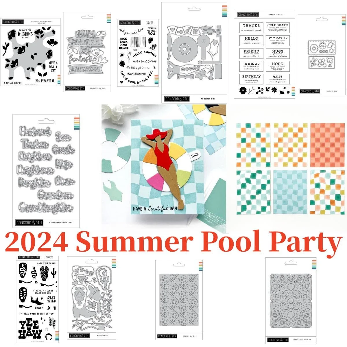 Pool Bikini Party Posies Clear Stamps Metal Cutting Dies Stencil for DIY Making Card Scrapbook Die Cut Craft Supplie