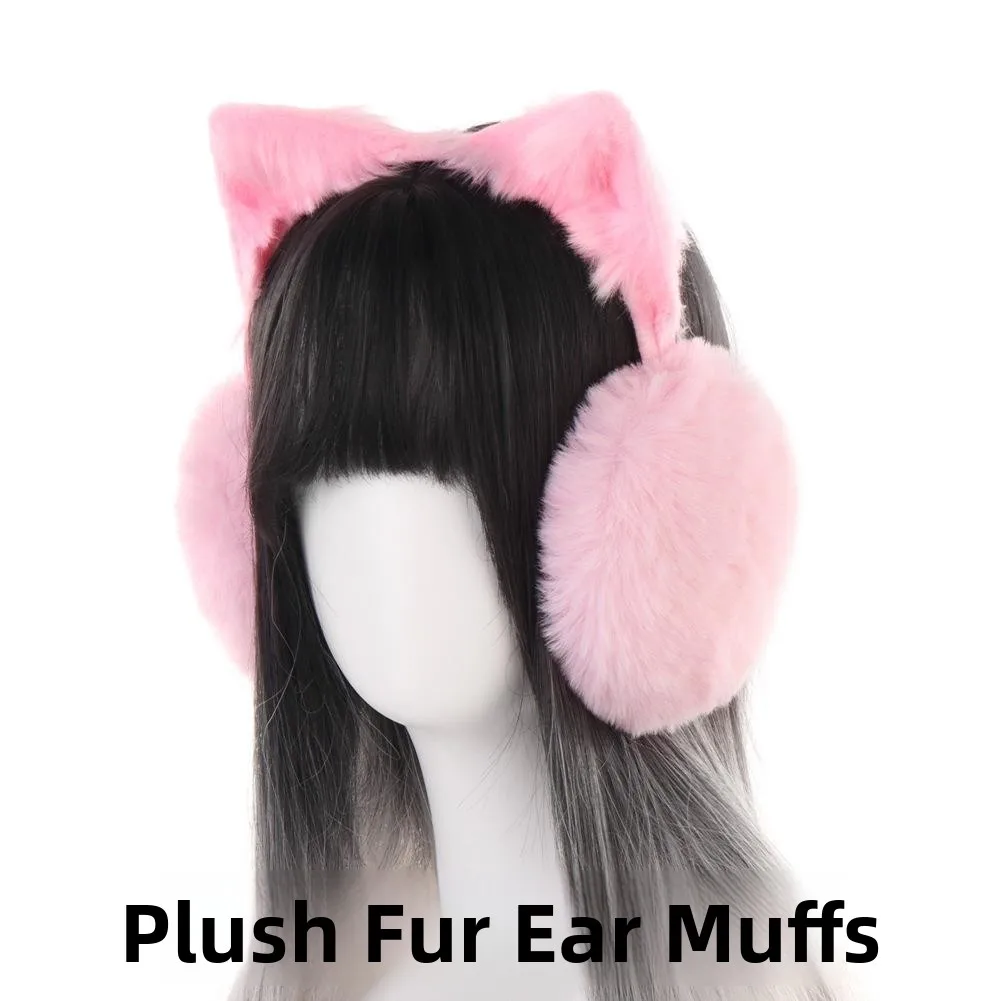 かわいい猫耳ぬいぐるみイヤーマフ冬サイクリング学生暖かい耳保護防風防寒耳カバー暖かい耳パッド