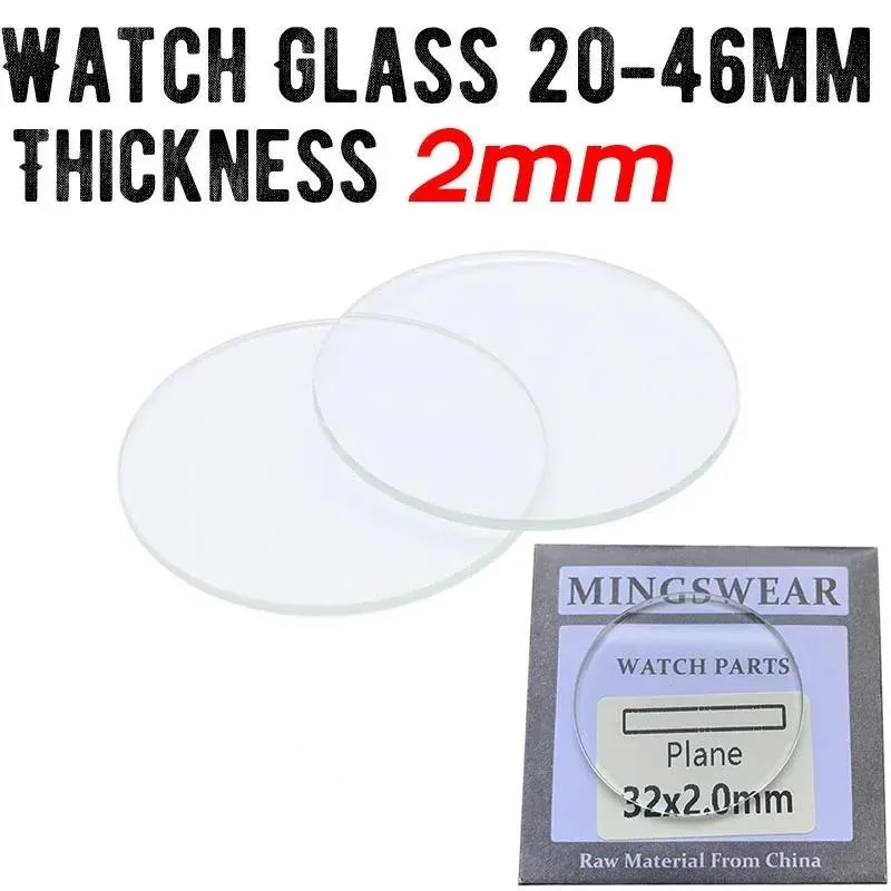 1 шт., толщина 2,0 мм, круглое стекло для часов, 24 мм до 40 мм, сменные хрустальные линзы для умных часов, плоское зеркало, стекло, инструмент для ремонта часов