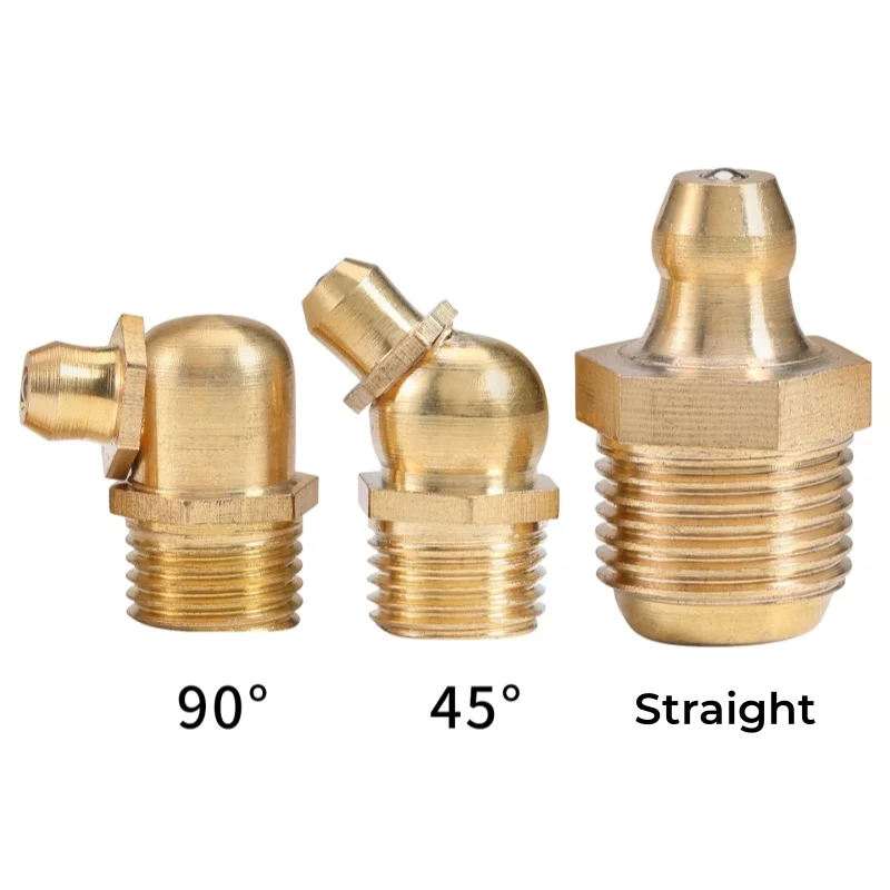Brass M4 M5 M6 M8 M10 M12 M14 M16 M20 Grease Zerk Nipple Copper Oil Mouth Thread Straight 45/90 Degree G1/G3/NTP1
