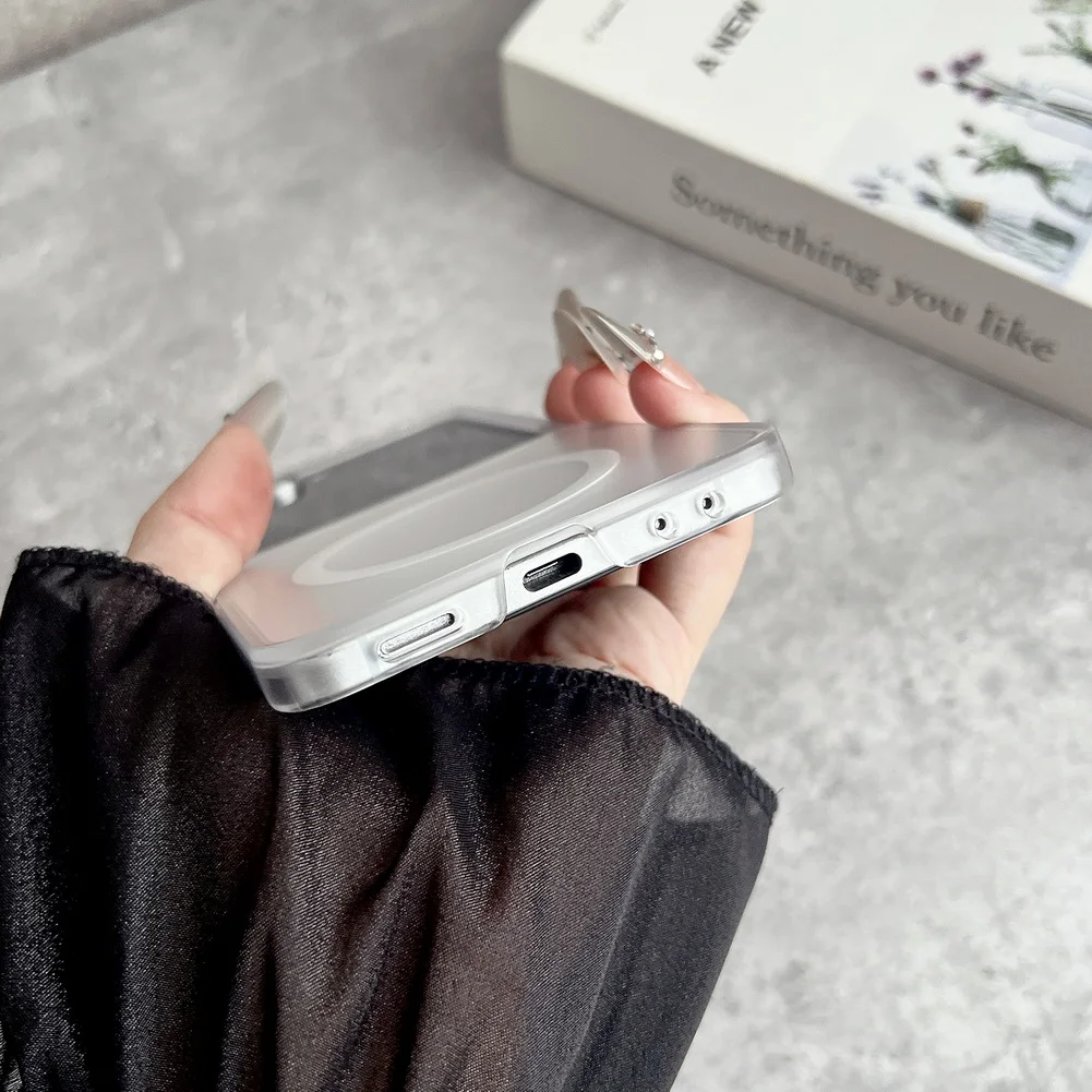 Coque de téléphone magnétique intégrée translucide givrée, étui de protection pour appareil photo Samsung Galaxy Z Flip 7 flip7