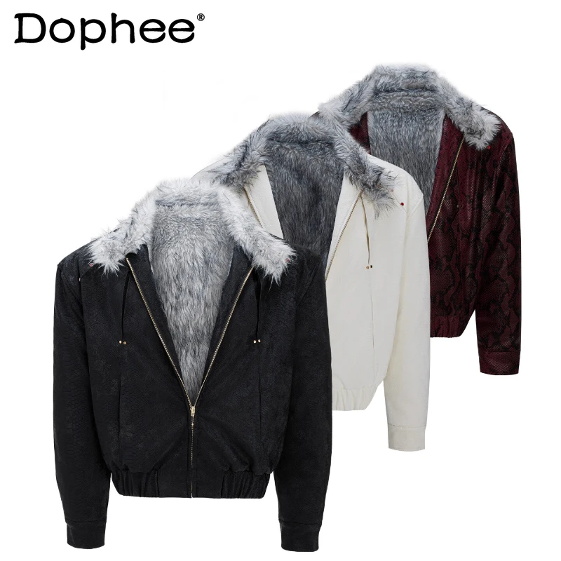 

Men's 2025 Autumn New Fashion Thickened Jackets Double-sided Wear Chic Parkas Men's Light Luxury Zipper Button Decoration Coats