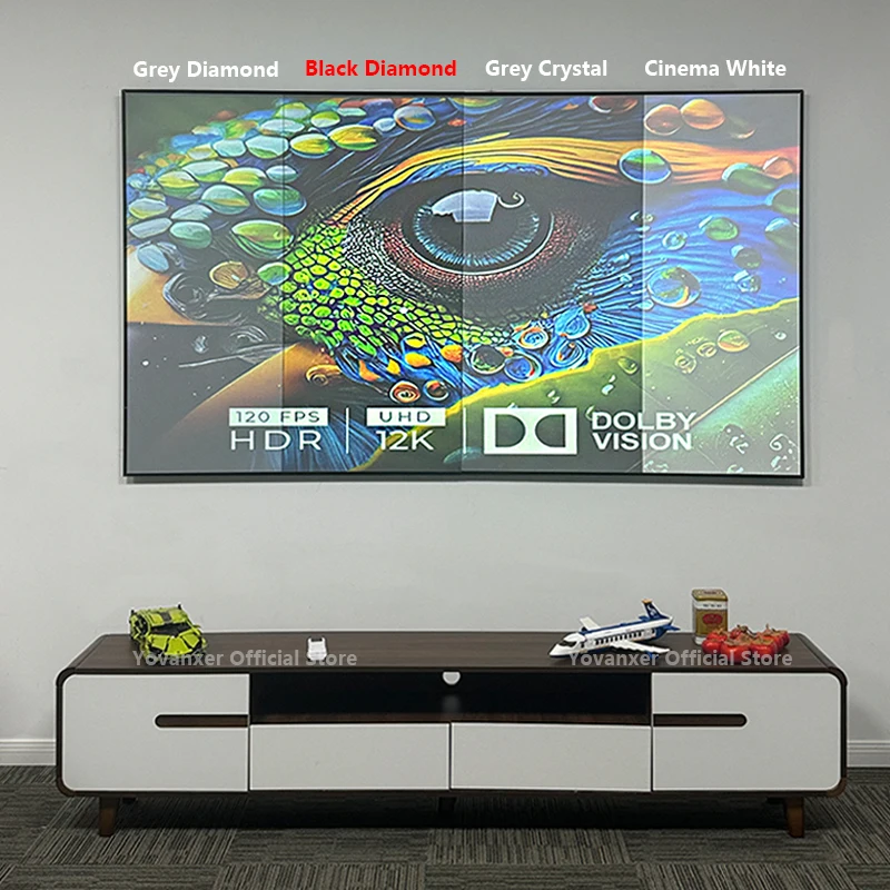 【장거리 프로젝터용】100인치 ALR 블랙 다이아몬드 프로젝터 스크린 1CM 초소형 베젤 고정 프레임 프로젝션 커튼 8K