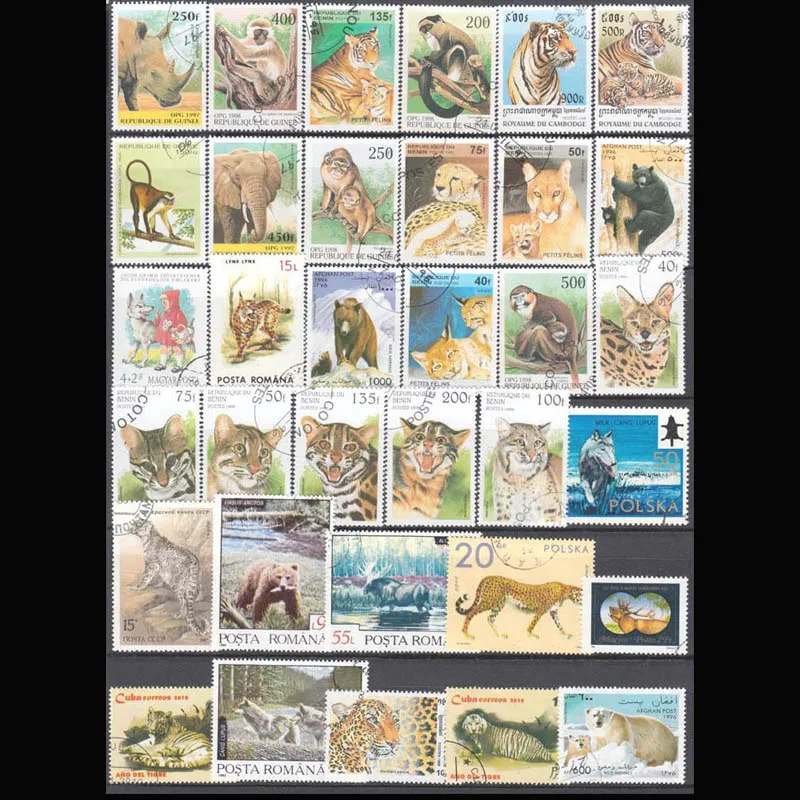 Argomento animale, 50 pz/lotto tutti diversi da molti paesi, nessuna ripetizione, francobolli inutilizzati con timbro postale per la raccolta