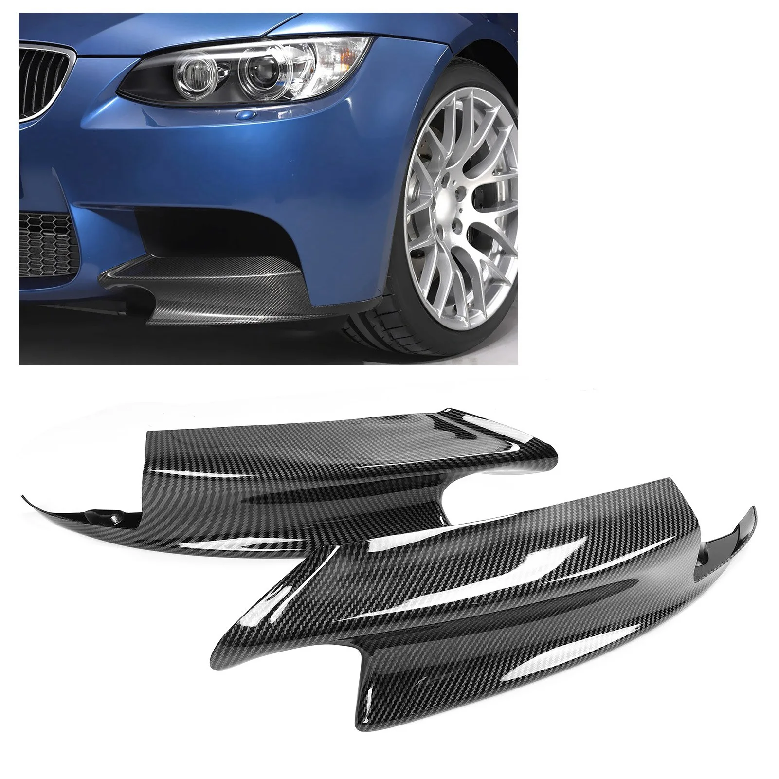 

Pair Front Bumper Spoiler Lip Deflector Splitter Fit For E90 E92 E93 M3 2007‑2012Carbon Fiber Style