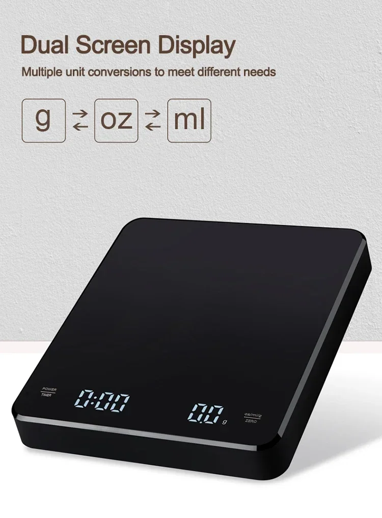 Elektronische Kaffeewaage mit Silikonpad, digitale Kaffeewaage mit Timer, LED-Anzeige, USB-Aufladung, für Zuhause, Café, gutes Geschenk – Detail 5