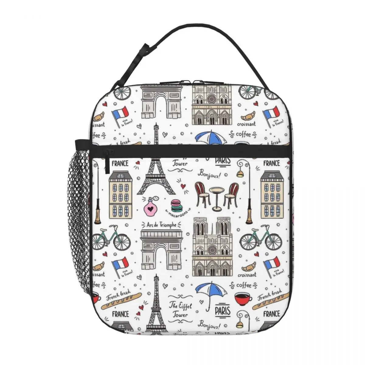 

Paris Pattern Insulated Lunch Bags Cooler Bag Reusable High Capacity Lunch Box Tote Girl Boy Beach Outdoor