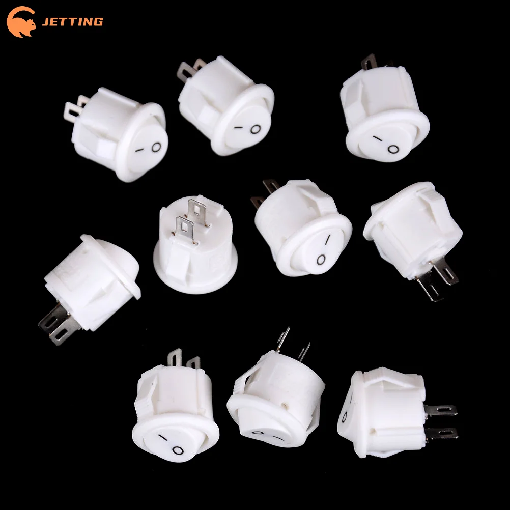 (New) 10/20Pcs 3A/250V 16mm Diameter White Round Boat Rocker Switches Mini 2Pin ON-OFF Switch