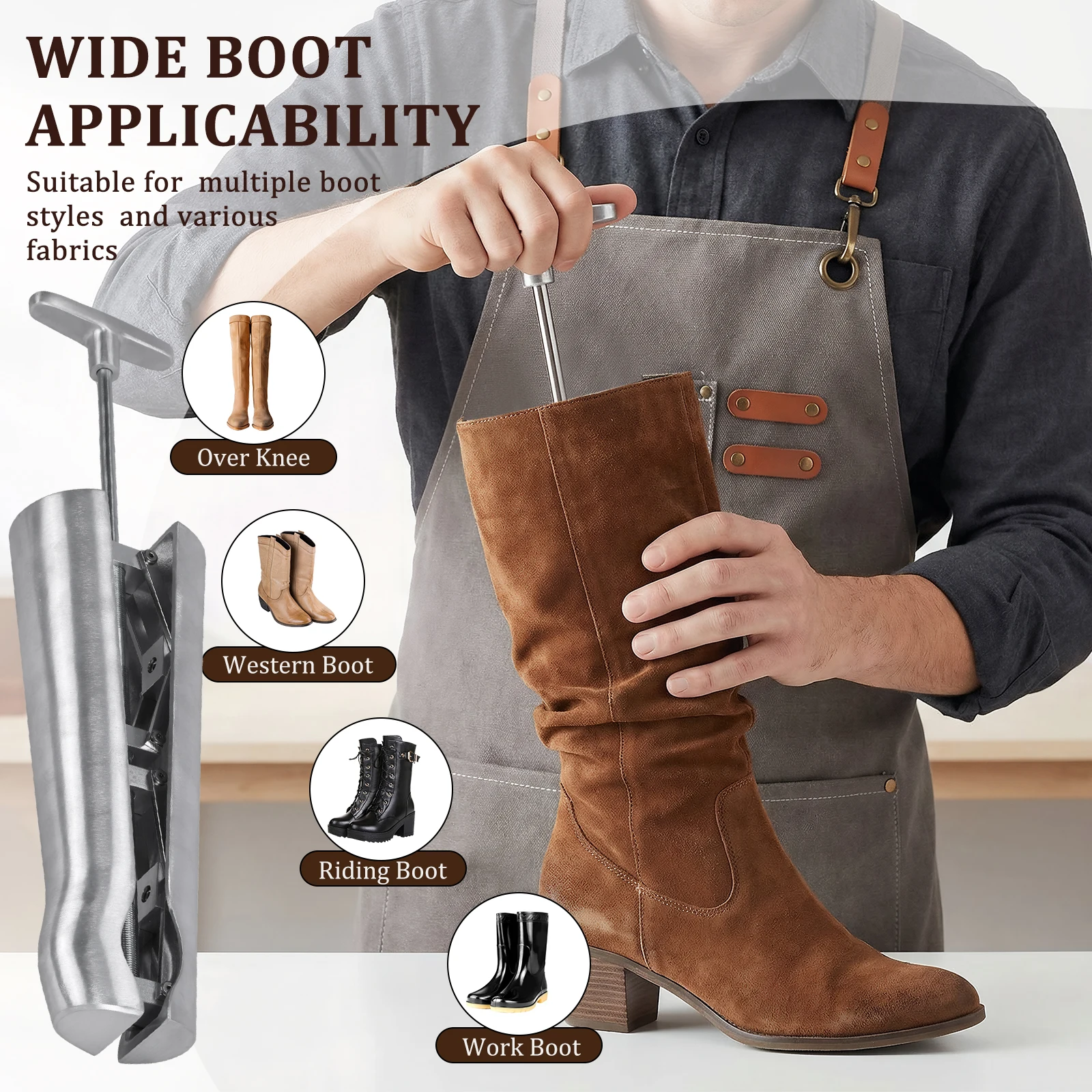 

Calf Boot Stretcher for Women and Men Adjustable Instep Stretcher Relieves Tightness for Western Cowboy Hiking Work Riding Boots