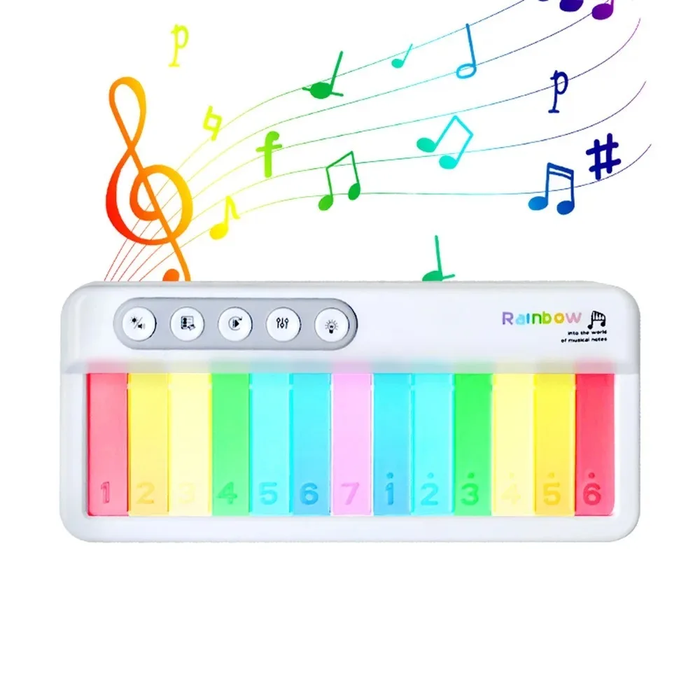

Music Box Electronic Music Toys Portable Girl Piano Toy Music Keyboard Small Piano Rainbow Flashing Piano Toys for Kids