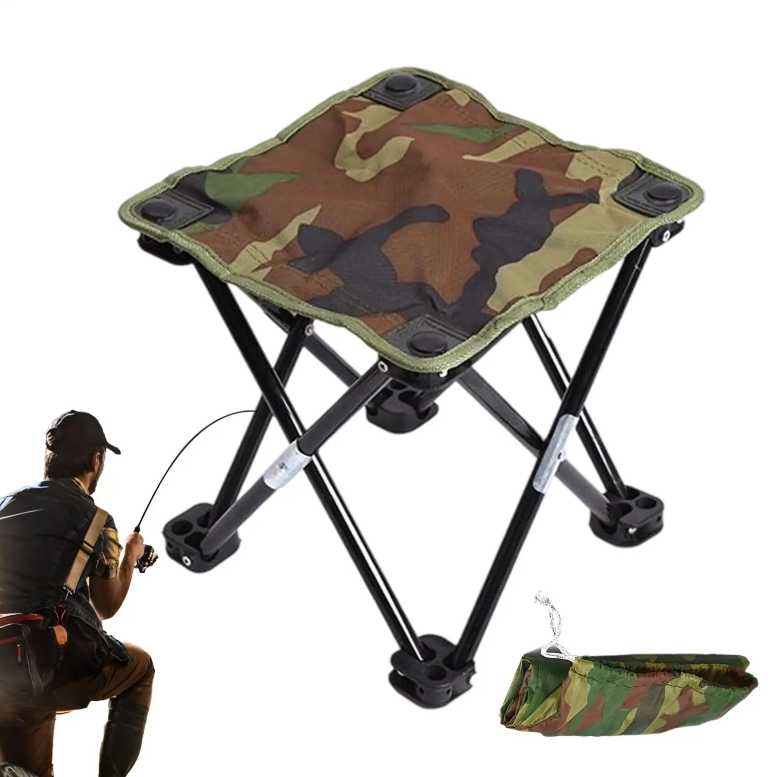 

Folding Camping Stool Retractable Travel Chair Ergonomic Folding Stool For Mountaineering Travel Picnic Beach Fishing Garden