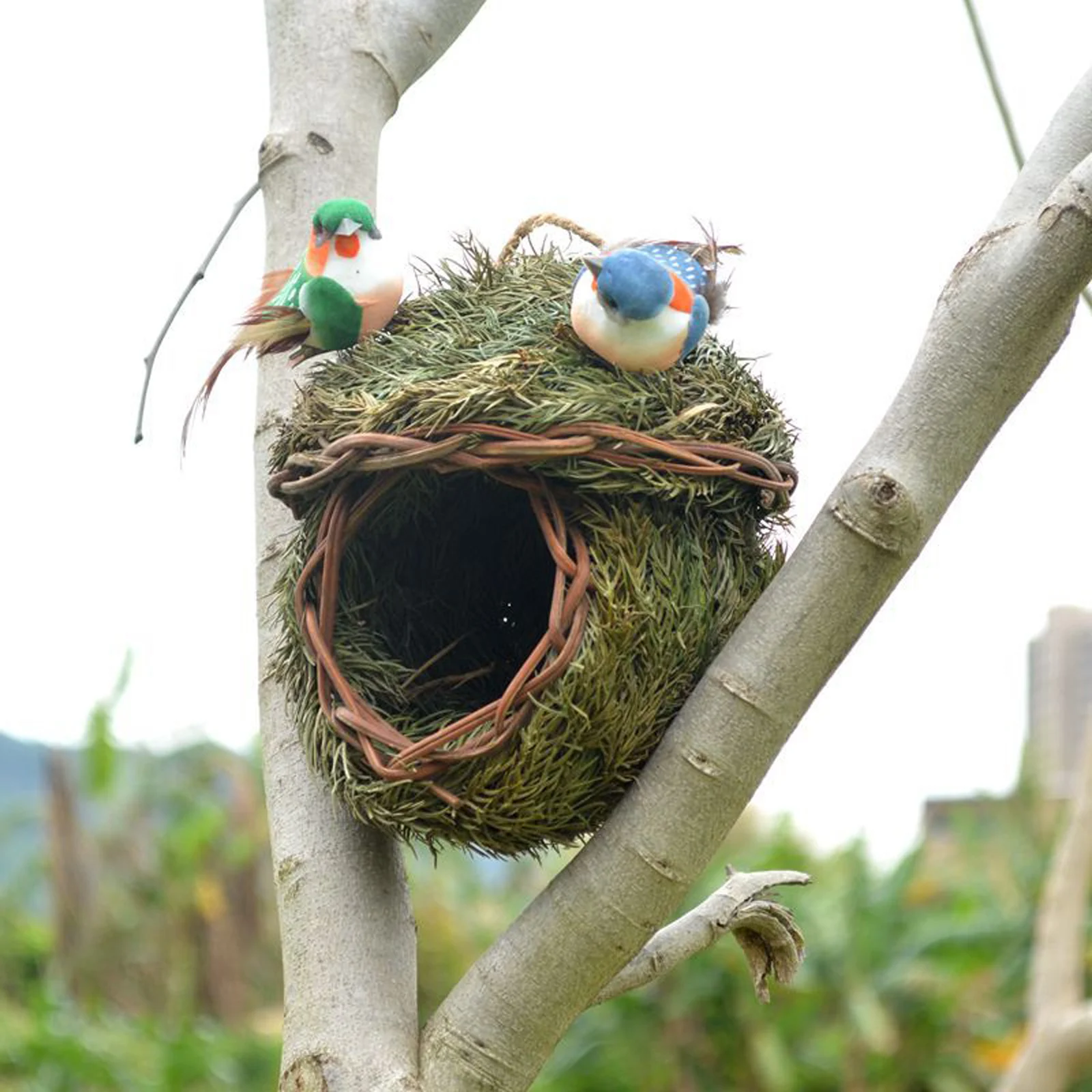 

Hand Woven Birdcage Fir Grass Warm Hanging Bird Nest For Garden Greenhouse Orchard Winter Bird Shelters Pet Warm Accessories