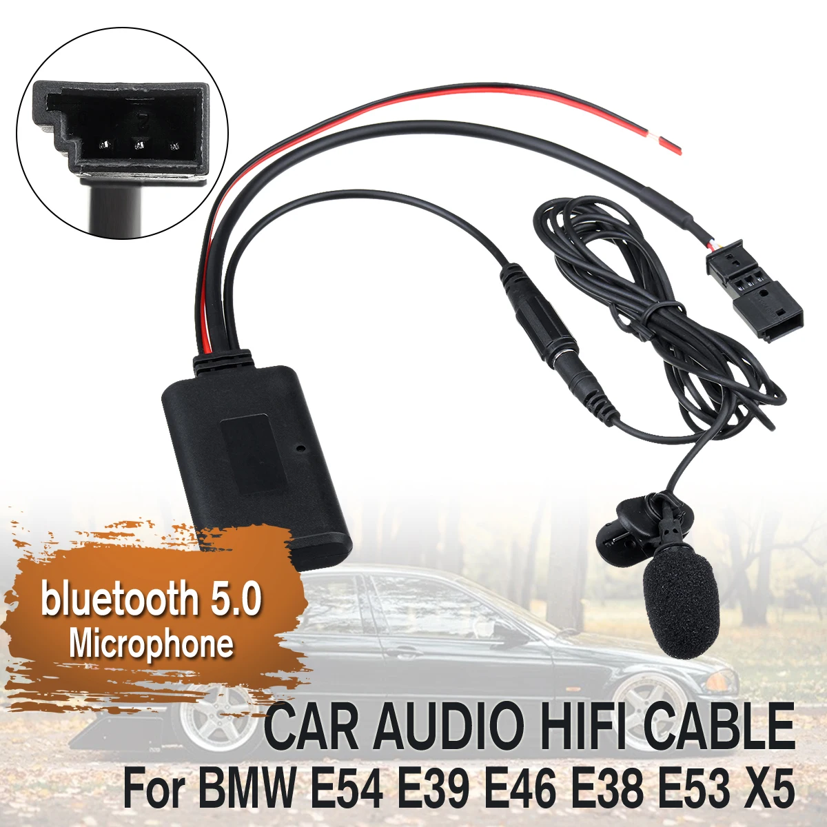 

12V Car Audio Bluetooth 5.0 HIFI Adaptor Microphone Cable For BMW E54 E39 E46 E38 E53 X5 Wireless AUTO Accessories