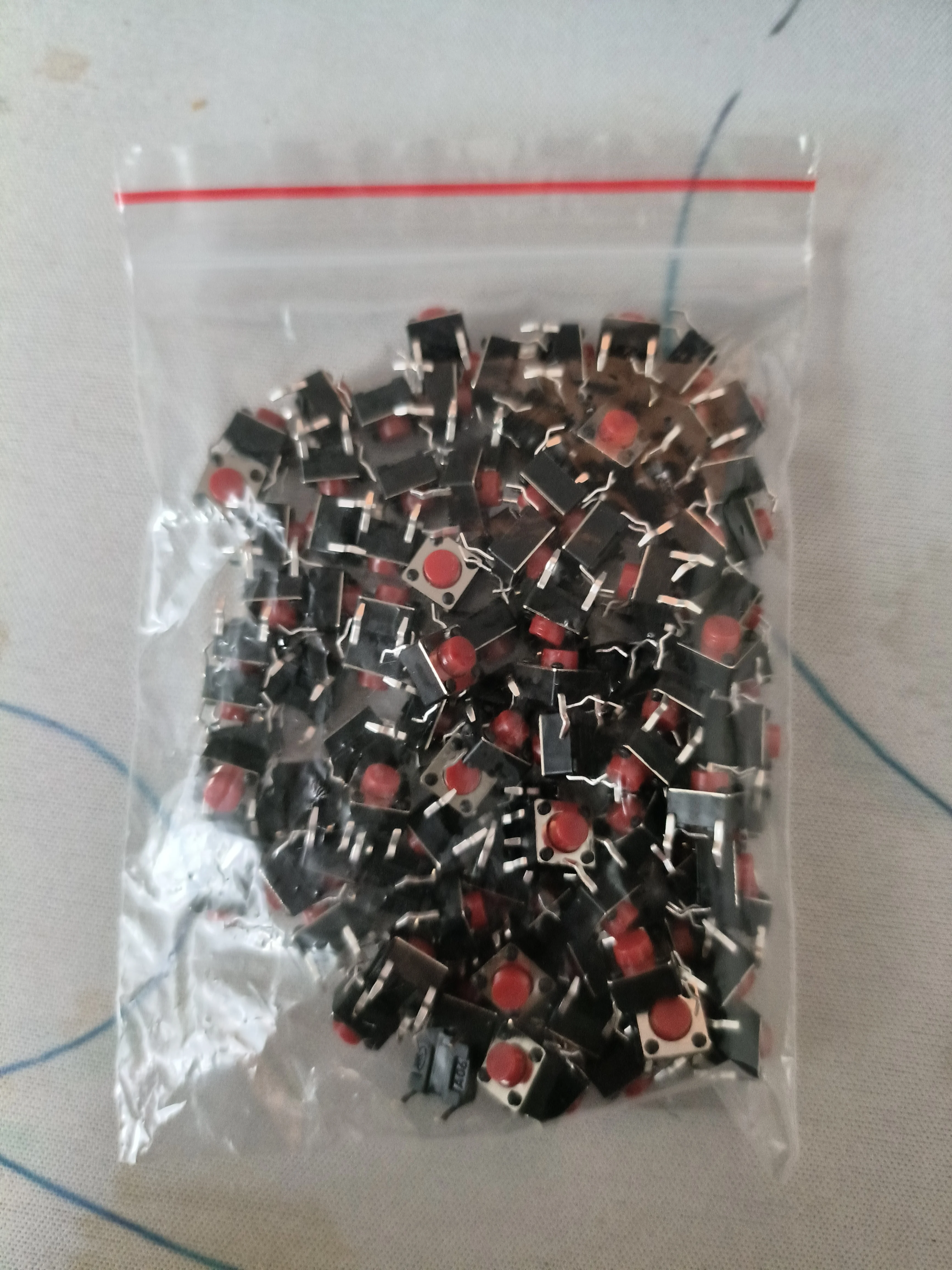 

JIT 6x6x5mm Tactile Push Button Switch Red 4 Pin, Micro Switch for Induction Cooker PCB Repair and Replacement