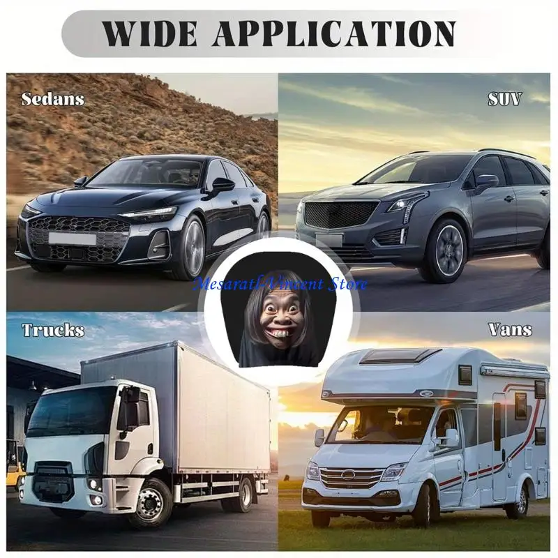A70F Comical Car Headrest Covers Unique Portrait Prints Soft & Breathable Polyester Universal Size Simple to Clean for Auto
