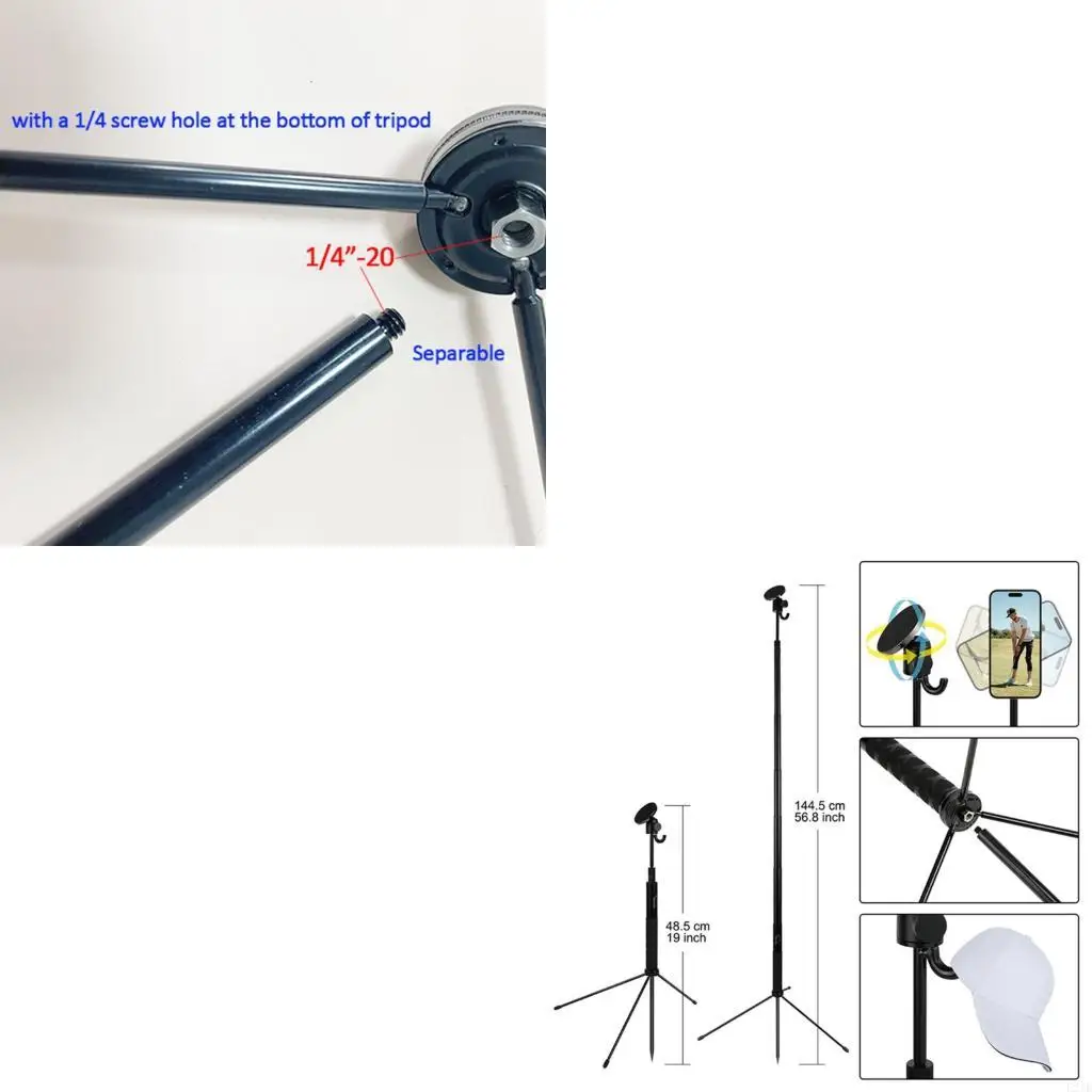 foldable-golf-training-tripod-silicone-grip-golf-training-phone-stand