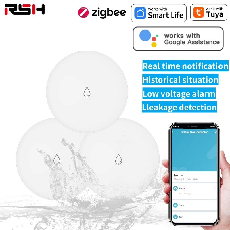 

Мини-датчик погружения в воду RSH Tuya, детектор утечки воды ZigBee, сигнализация перелива уровня, охранная система для умного дома