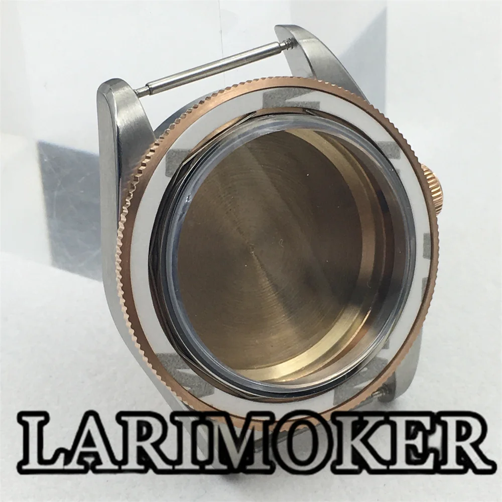 LARIMOKER 39mm Rose Gold Silver Black Case Dome Glass Sapphire Glass Fits NH34 NH35 NH36 2824 PT5000 Movement Watch Case