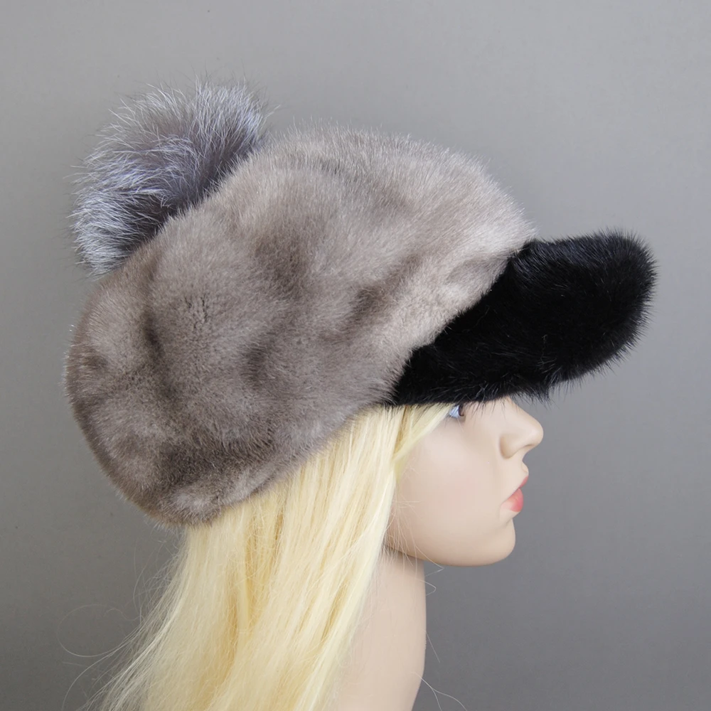 Real Mink Hat Beanies For Women Luxury Real Mink Fur Hat Fashion 2024 New Winter Keep Warm 100% Genuine Fur Russian Female Hat