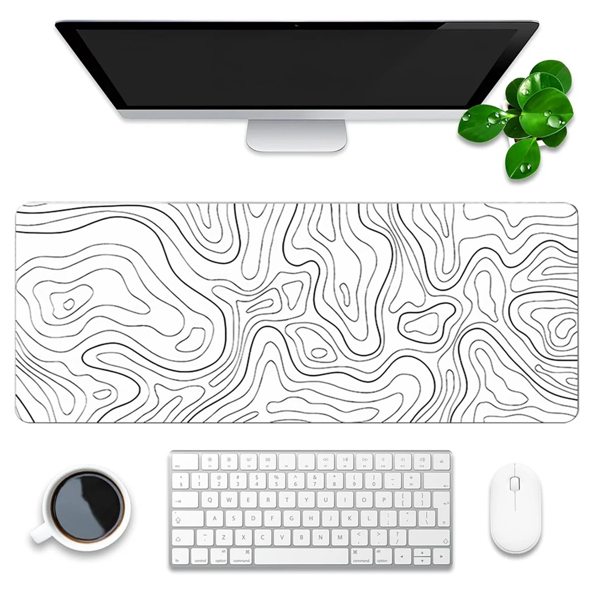 Desk Mat,Topographic Contour Extended Big Mouse Pad Computer Keyboard Mouse Mat with Non-Slip Base (31.5x11.8 In) B HOT