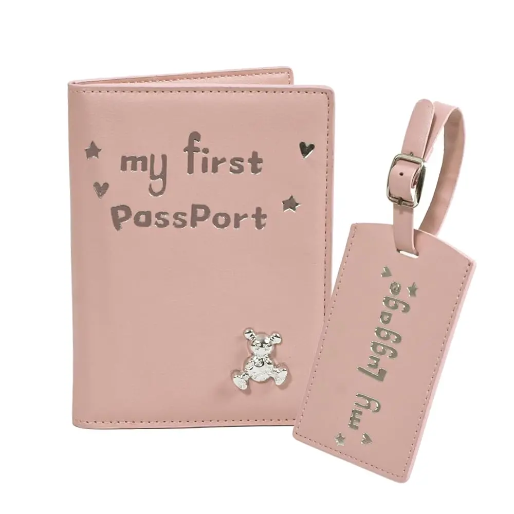 

Free ShippingBaby Passport Cover with Travel Luggage Tag, My First Passport Holder With Bear for Girls Boys, Cute Pink Kids Airp