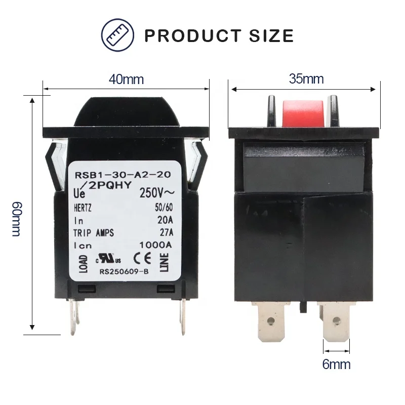 20A 4-Pole Electromagnetic Overload Protector Switch Hydraulic Overcurrent Switch for MV&HV Products