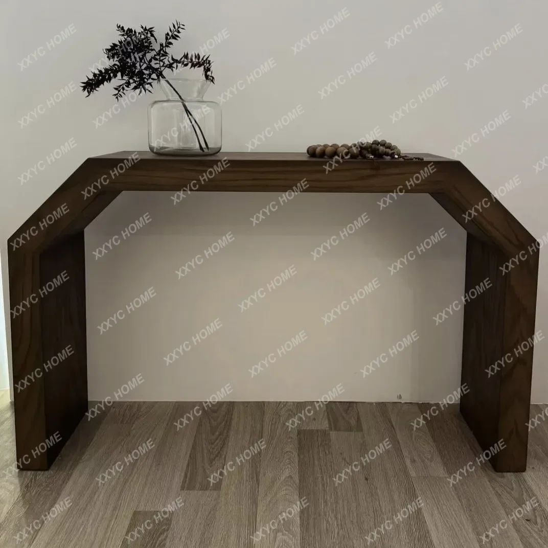 LMedieval solid wood entrance platform retro homestay against the wall entrance decoration corridor storage sofa back desk