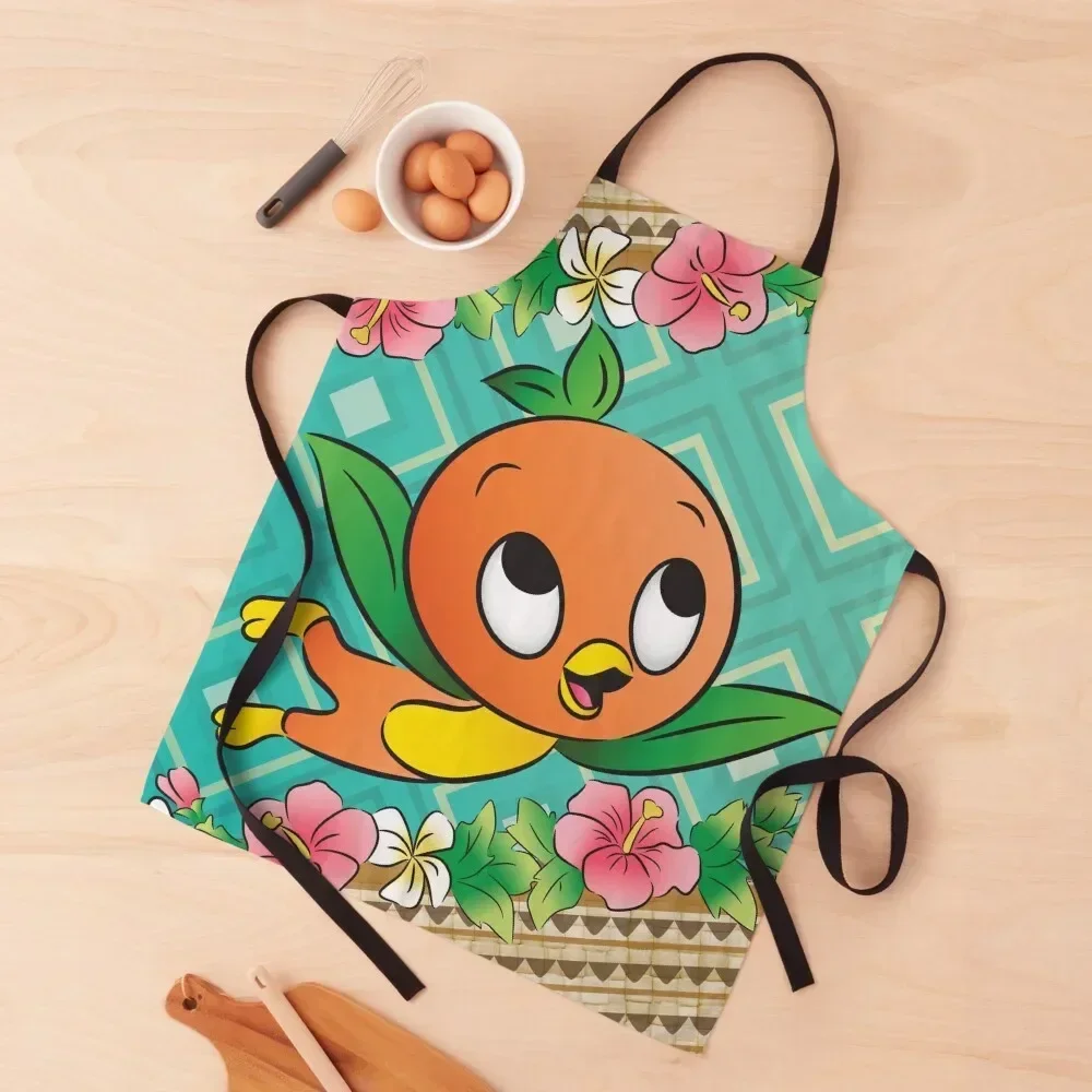 

Tropical Turq Orange Bird Apron men Kitchen Utensils women's work for women with pocket Apron