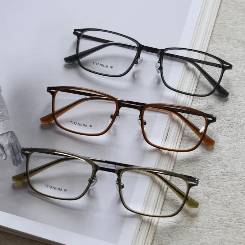 جديد خفيف ونحيف من التيتانيوم مصمم فاخر لرجال الأعمال والنساء بحافة نظارات قصر النظر بدرجة قابلة للتكوين