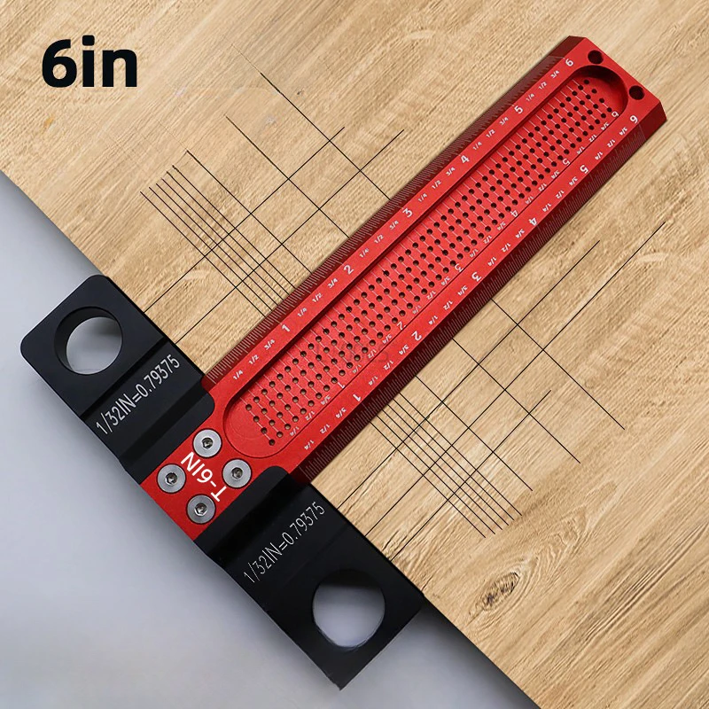 6/12 Inch Detachable Woodworking Marking T-shaped Ruler Hole Marking Ruler Aluminum Alloy Marking Gauge Precise Measuring Tool