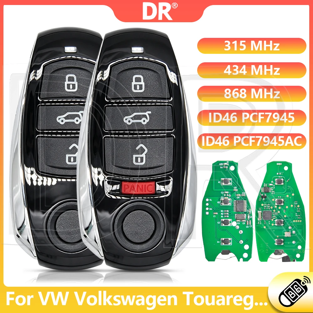 DR3 ID46 PCF7945 315 434 868MHz Half Smart Proximity 7P6959754A/B Car Remote Control Key For VW Volkswagen Touareg 2010-2018