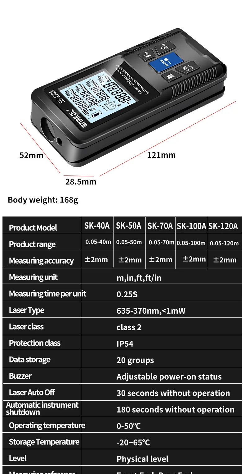 SNAKOL 3-in-1 Laser-Entfernungsmesser mit Maßband: 40/50/70/100/120m Digitaler Distanzmesser, Tragbares Elektronisches Messwerkzeug – Detail 8