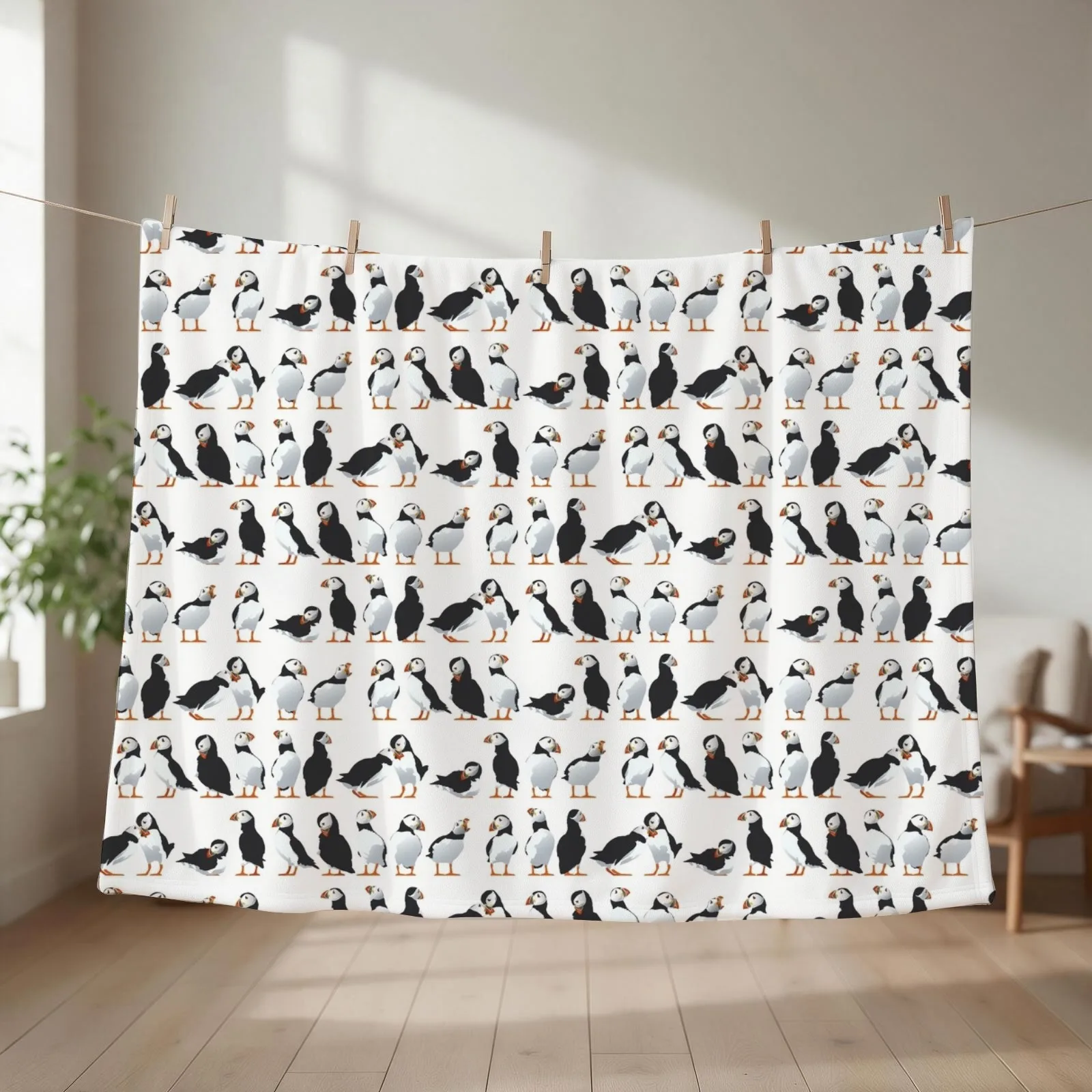 Puffin friends Throw Blanket For Decorative Sofa Soft Plush Plaid Decorative Throw for sofa Blankets