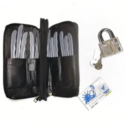 24pcs Locksmith Titanium Plating Tool Kit with Grey Handle,Beginner and Locksmith Practice picktools