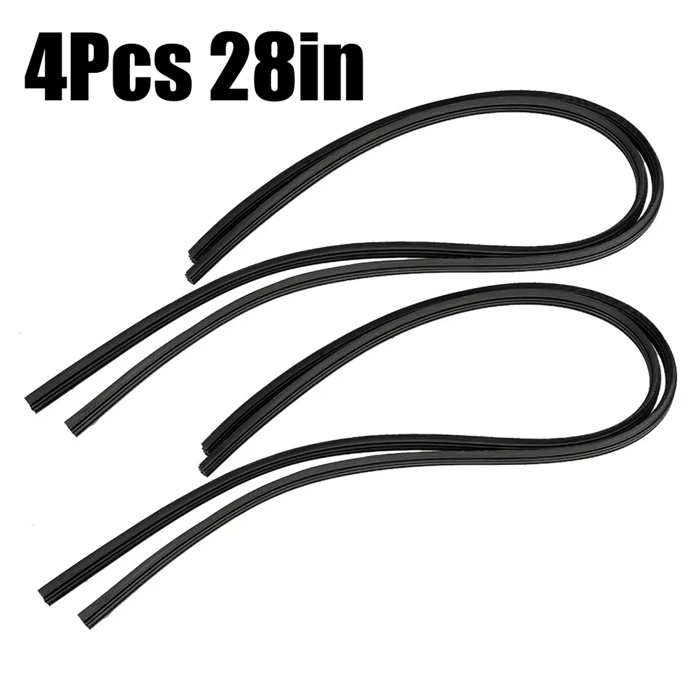 4Pcs Car Silicone Wiper Blade Refill 28 Inch Silicone Black Car Bus Rubber Frameless Windshield Wiper Blade Refill Strips