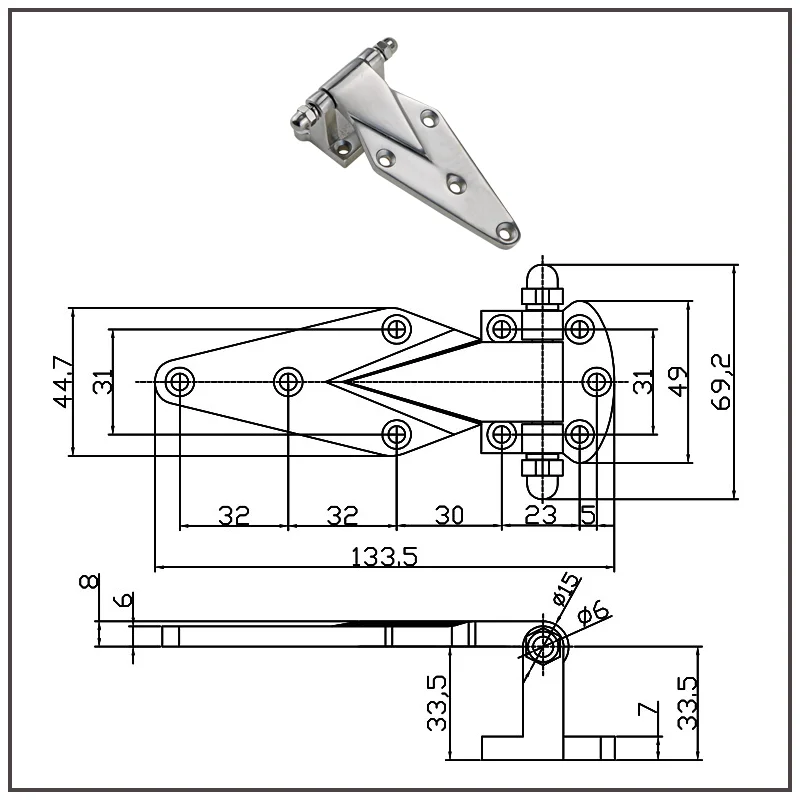 Freezer Refrigerator Oven 304 Stainless Steel Hinge Hinge Industrial Automation Equipment Heavy Duty Door Hinge