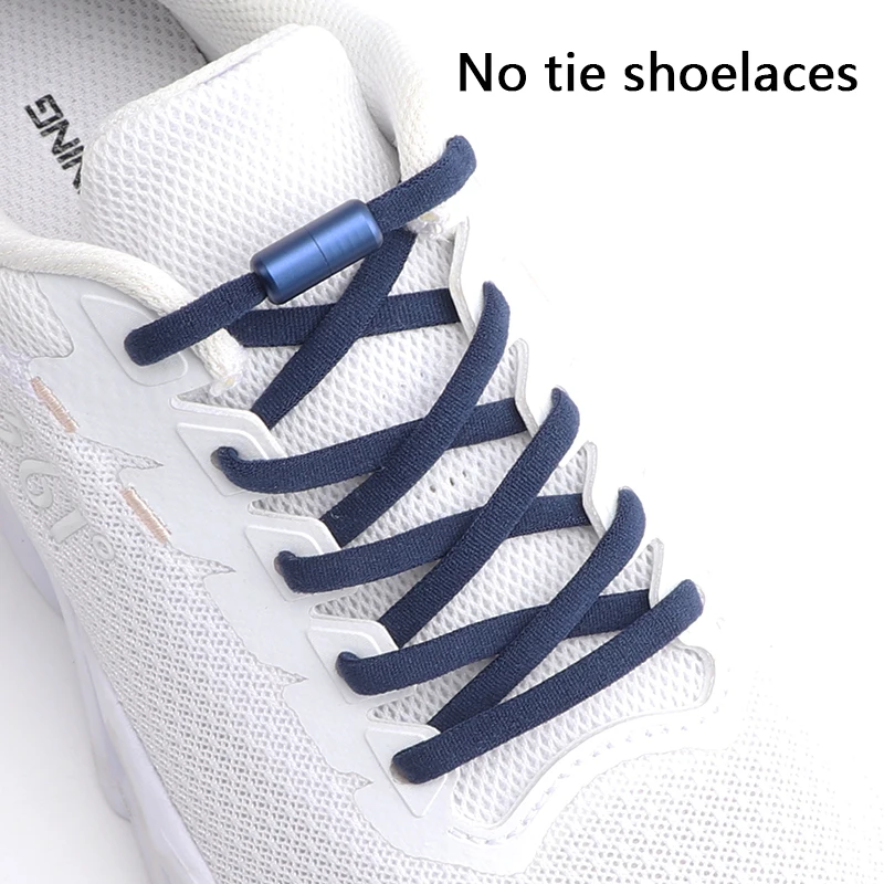 1 Pair Elastic Shoe Laces Round Color Matte Metal Lock No Tie Shoelaces  for Men and Women Casual Sneakers Lazy Shoelace