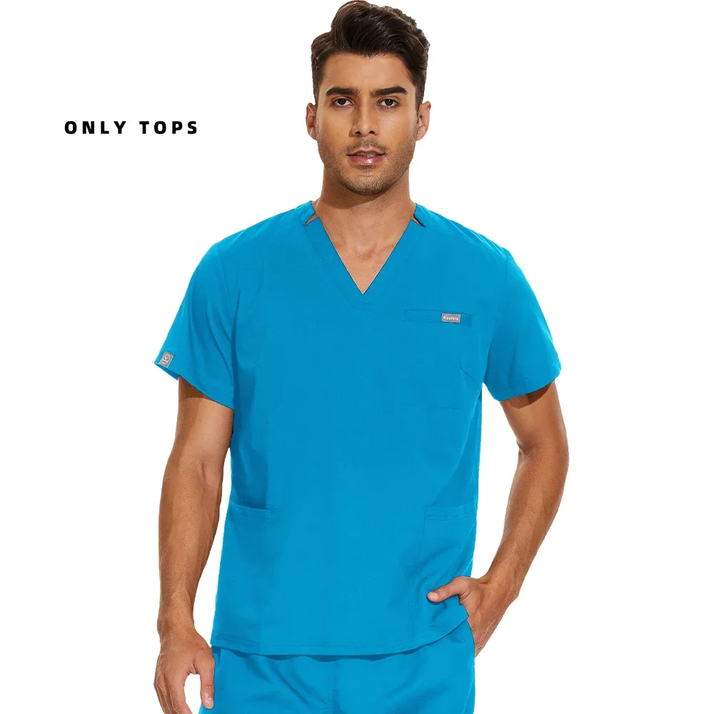 Men Scrub Tops Medical Uniforms Dentist Overalls Nurse Clothes Lab Workwear Unisex Doctor Nurse Costume Dentistry Surgical Shirt