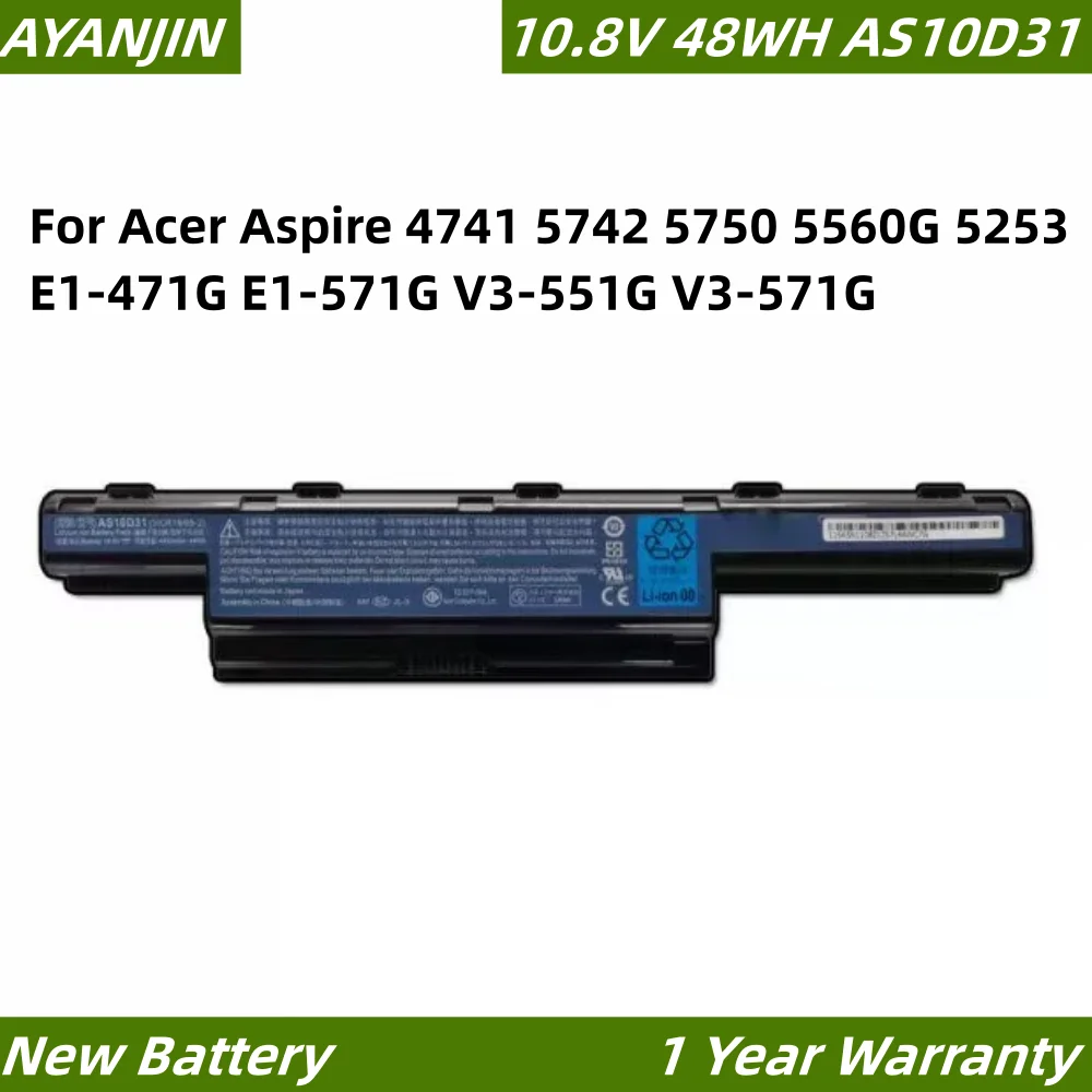 10.8V 48WH AS10D31 AS10D41 AS10D5E Battery for Acer Aspire 4741 5742 5750 5560G 5253 E1-471G E1-571G V3-551G V3-571G