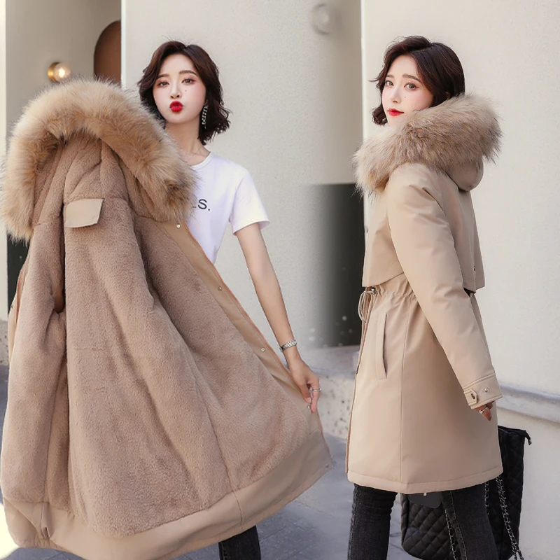Jaqueta Parka Fena Plus Size Solta de Aodão Acolchoado sso, Estilo Coreano, Crimento Médio, Nova, Com Cinto na Ci...