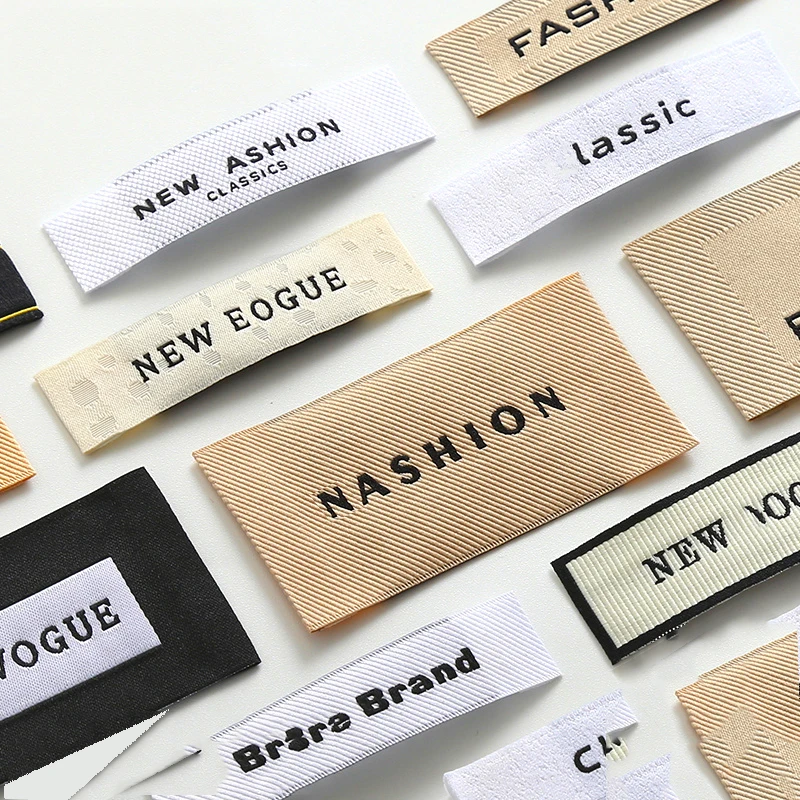 شعار مخصص الملابس طوق التسمية المنسوجة نسيج القطن الحرير التسمية الرئيسية طباعة شعار تخصيص شعار الملابس التسمية #1