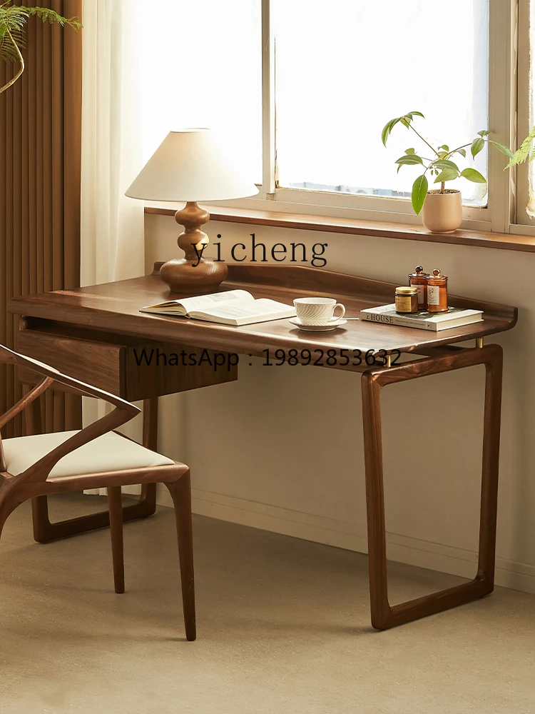 UU black walnut desk with drawers retro simple desk small apartment computer desk home